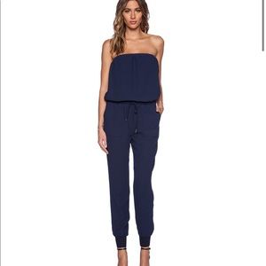 Joie Fairley Strapless Crepe Navy Jumpsuit XS